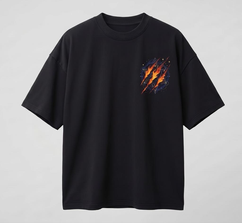 Cosmic tiger Oversized Black Cotton Printed Tshirt