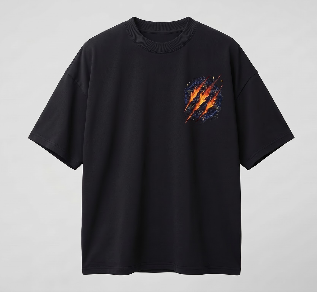 Cosmic tiger Oversized Black Cotton Printed Tshirt