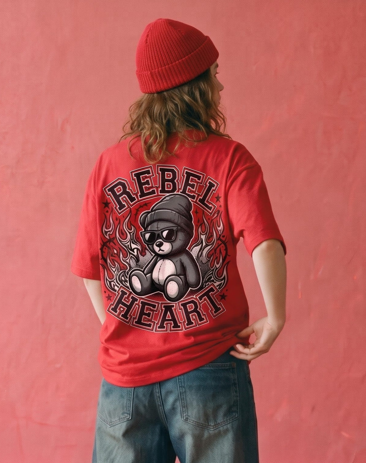Rebel Heart Red Oversized T shirt