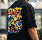 Surf Oversized Black Cotton Tshirt