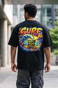 Surf Oversized Black Cotton Tshirt