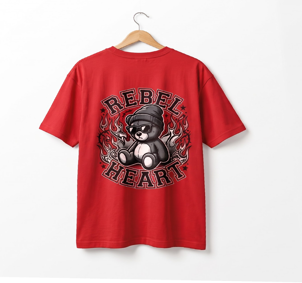 Rebel Heart Red Oversized T shirt