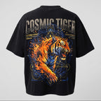 Cosmic tiger Oversized Black Cotton Printed Tshirt