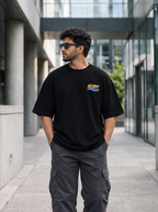 Surf Oversized Black Cotton Tshirt
